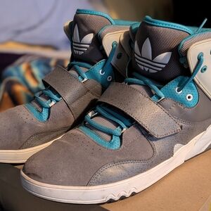 Adidas Kids' Gray and Blue High-Top Sneakers
